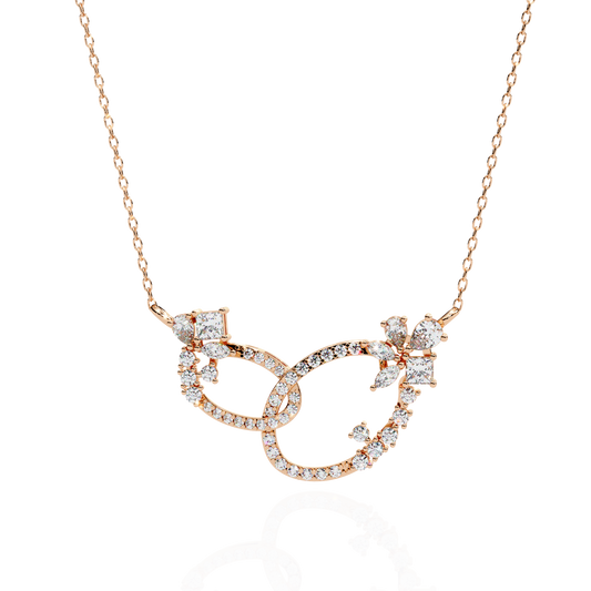 Interlocking Oval Mixed Diamond Moissanite Cluster Necklace - View 2