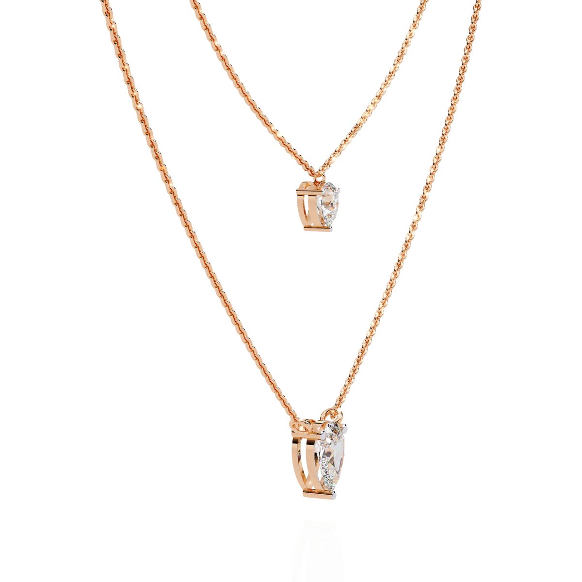 Layered Pear Cut Lab Grown Diamond Double Pendant Necklace - View 5