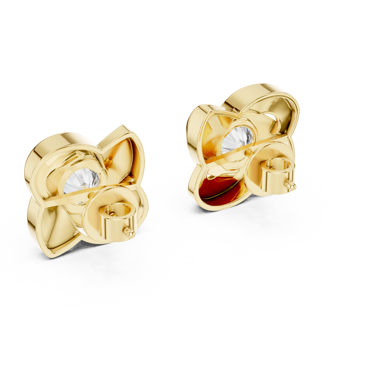 Interwoven Floral Design Round Moissanite Diamond Stud Earrings - View 7