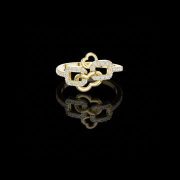 Art Deco Round Cut Lab Diamond Link Delicate Ring For Women