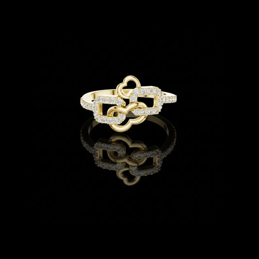 Art Deco Round Cut Lab Diamond Link Delicate Ring For Women