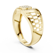 Round Cut Moissanite Diamond Men's Square Cluster & Curved Arc Ring - View 7