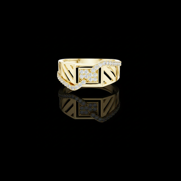 Round Cut Moissanite Diamond Men's Geometric Asymmetric Diagonal Pave Wedding Ring