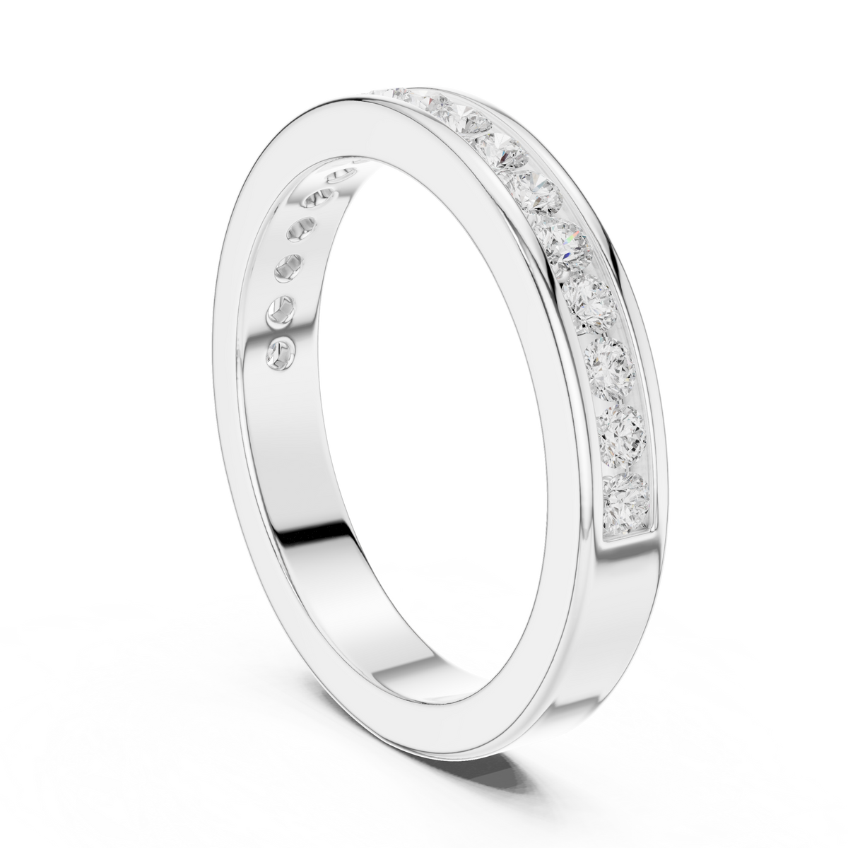 Modern Round Lab Diamond Channel Set Wedding Band - View 12