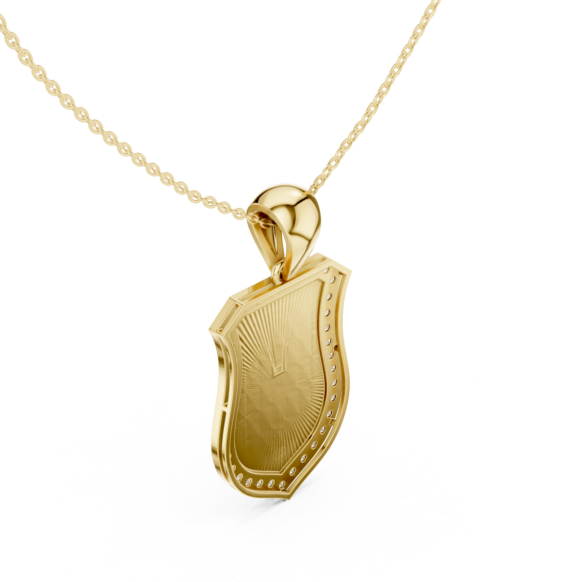 Dainty Geometric Shield Pendant with Round Moissanite Diamond - View 7