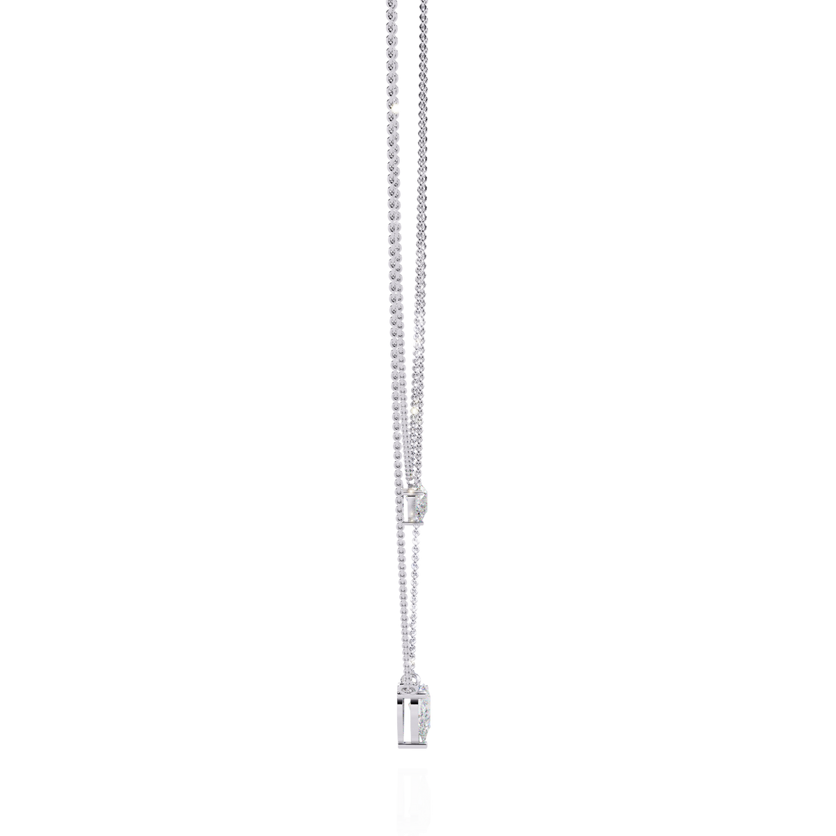 Layered Pear Cut Lab Grown Diamond Double Pendant Necklace - View 9