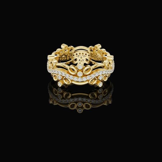 Openwork Round Cut Moissanite Diamond Architectural Eternity Band Ring