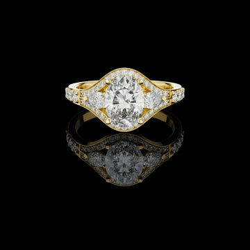 Oval Cut Lab Diamond Three Stone Split Shank Ring