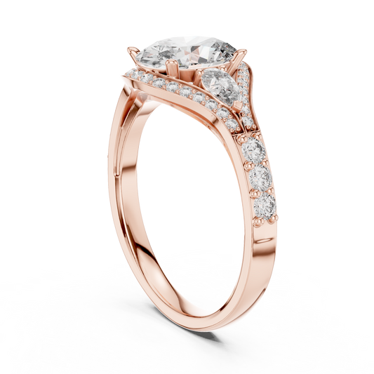 Oval Cut Lab Diamond Three Stone Split Shank Ring - View 2
