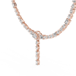 Halo Oval Moissanite Diamond Y Necklace with Mixed Cut Drop Pendant - View 5