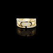 Round Cut Moissanite Diamond Men's Center Plate Pave Gold Statement Band