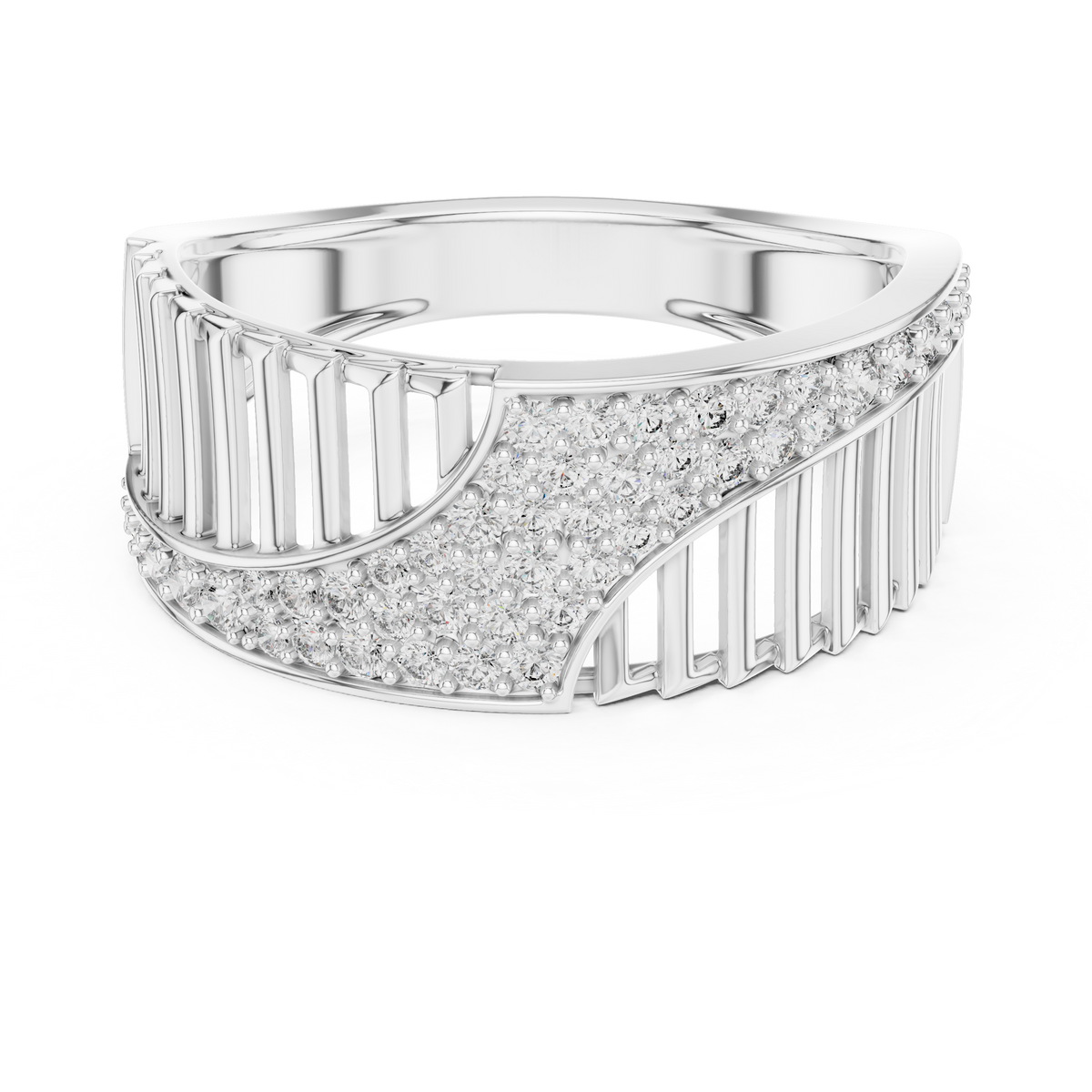 Round Cut Lab Grown Diamond Men's Vertical Pillar Cage Pave Statement Ring - View 3