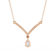 V Curved Chevron Pear Moissanite Diamond Drop Necklace - View 9