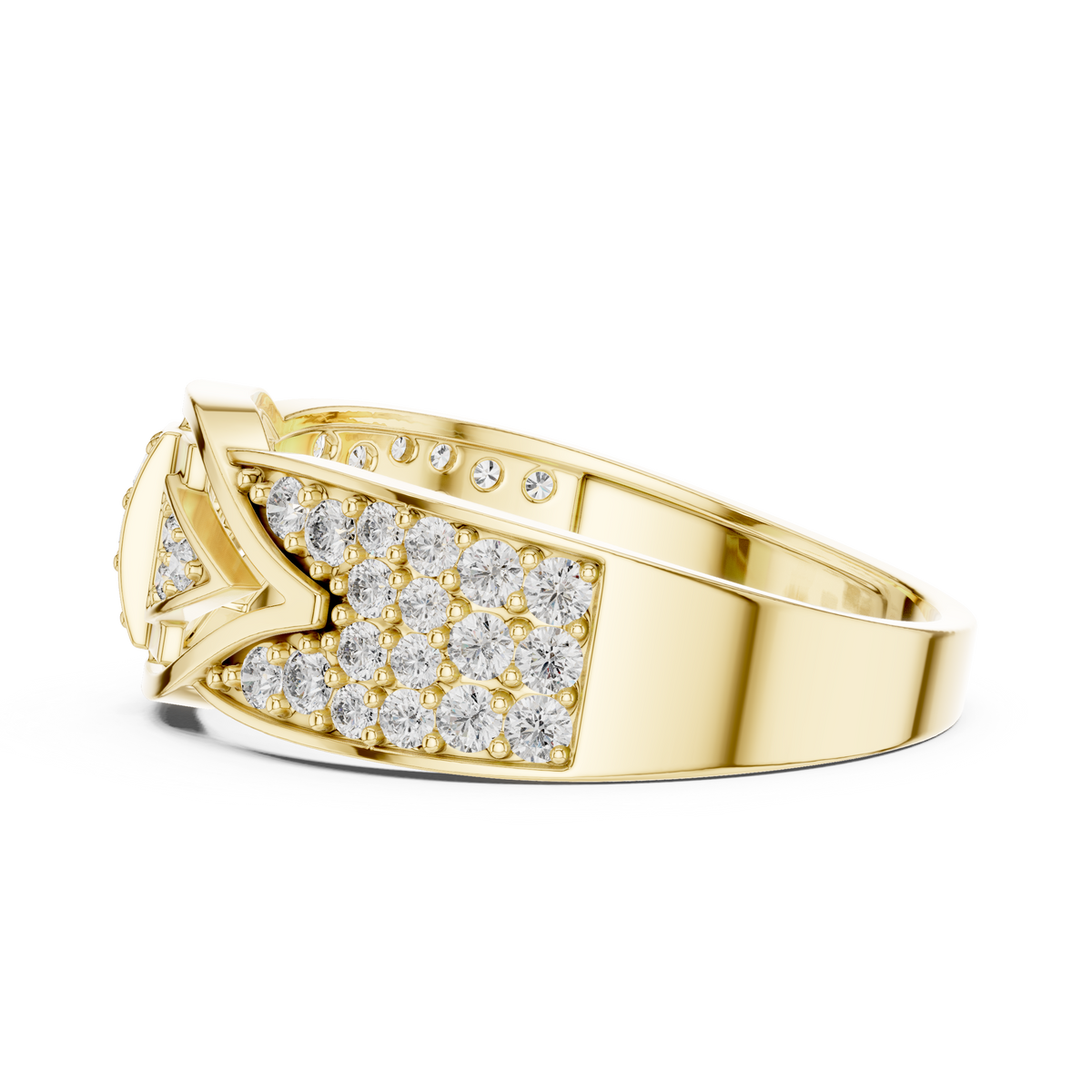 Round Cut Lab Grown Diamond Men's Geometric Arrowhead Statement Band - View 10