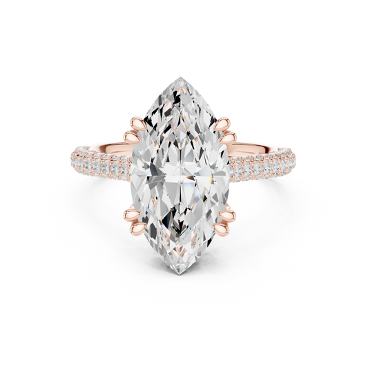 Dual Prong Marquise Cut Lab Diamond Engagement Ring - View 2