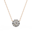 Round Lab Grown Diamond Halo Pendant with Round Cluster Accent Stones - View 3