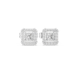 Princess Cut Lab Grown Diamond Square Halo Stud Earring - View 3