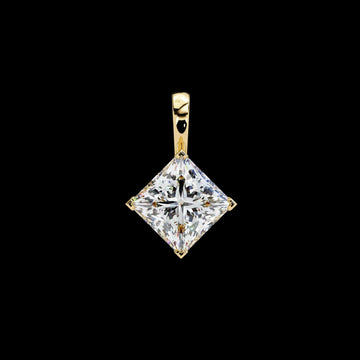 Contemporary Orientated Princess Moissanite Diamond V Prong Pendant