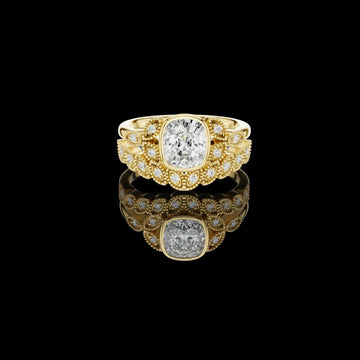 Cushion Lab Diamond Cut Ring with Intricate For Special One