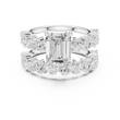 Emerald Cut Lab Grown Diamond Women's Marquise Cluster Bridal Ring Set - View 3