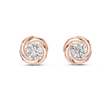 Swirl Border Round Cut Moissanite Diamond Architectural Stud Earrings - View 2