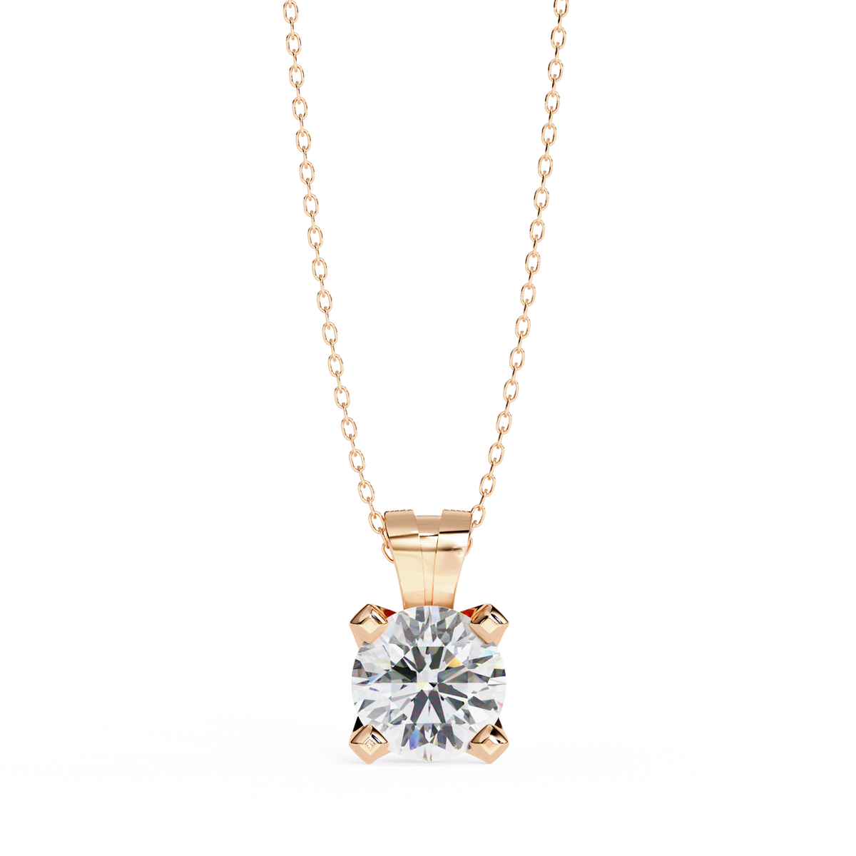 Round Moissanite Diamond Pendant with Heavy Four Prong Double Bail Setting - View 3