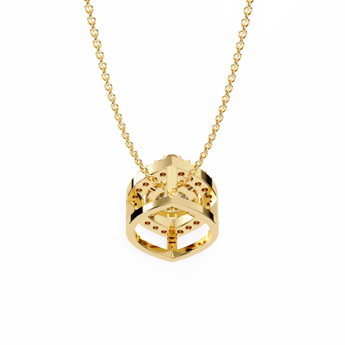 Symmetrical Eye Shape Layering Pendant with Round Lab Grown Diamond - View 8