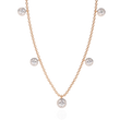 Round Cut Lab Grown Diamond Halo Station Necklace - View 2