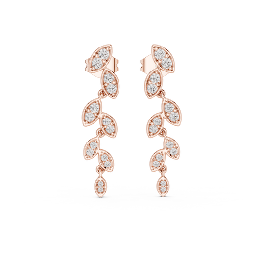 Abstract Crescent Ribbon Round Brilliant Cut Lab Diamond Stud Earrings Modernist Design - View 2