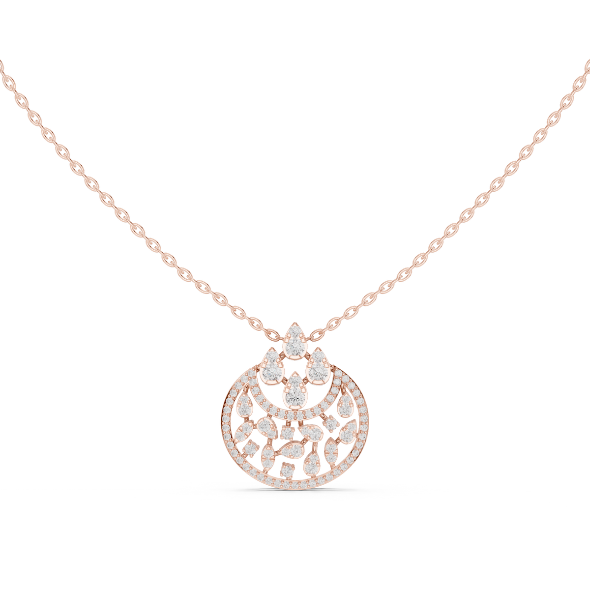 Chandelier Droplet Layering Pendant with Multi Stone Lab Grown Diamond - View 2