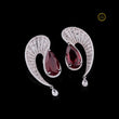 Swirl Red Gemstone Pear Drop Earrings with Pavé Lab Diamond Accents - View 3