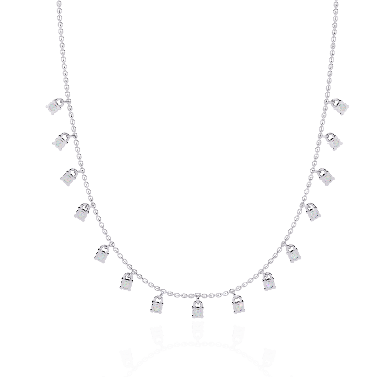 Round Cut Lab Grown Diamond Dangle Charm Choker Necklace - View 10