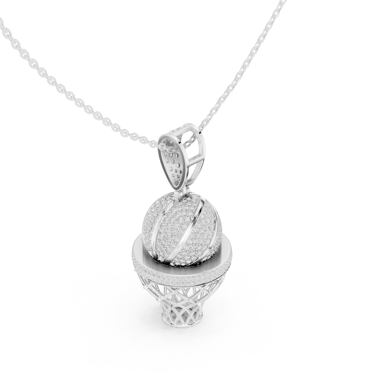 Sports Theme Ball Motif Charm Pendant with Round Moissanite Diamond - View 6