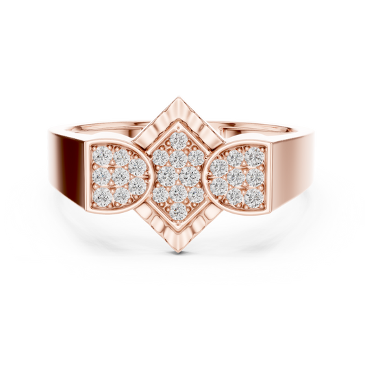 Round Cut Moissanite Diamond Men's Modern Three Cluster Statement Ring - View 2