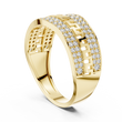 Round Cut Lab Grown Diamond Men's Double Pave Border Geometric Ring - View 7