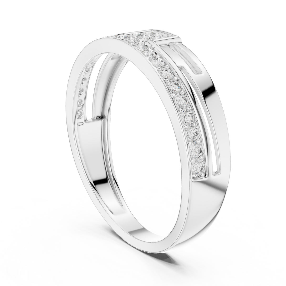 Round Cut Lab Grown Diamond Men's Square Cluster Pave Border Gold Band - View 9