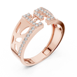 Round Cut Lab Grown Diamond Men's Openwork Floating Bridge Gold Band - View 5