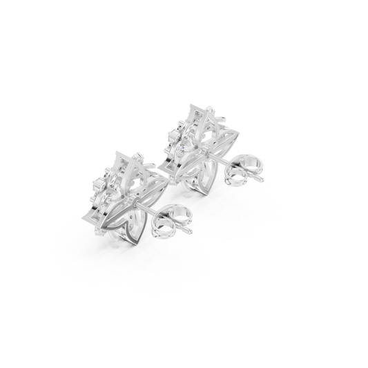 Architectural Wings Princess Shape Moissanite Diamond Stud Earrings For Women - View 2