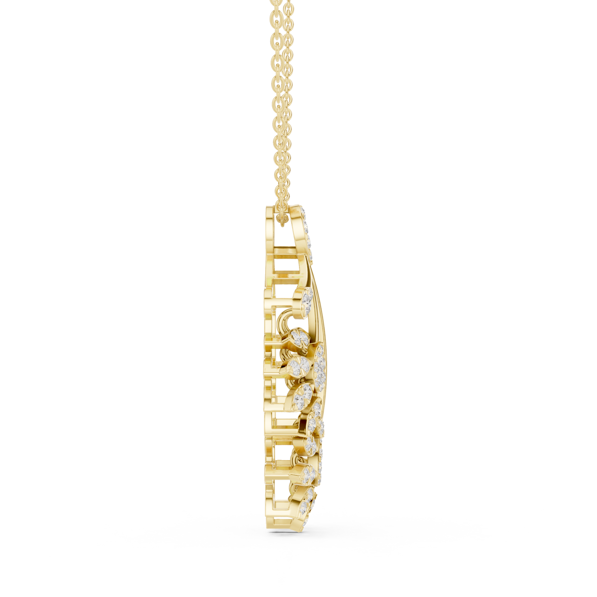 Floral Drop Pendant with Round Moissanite Diamond - View 4