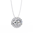 Oval Cut Lab Grown Diamond Halo Pendant with Round Accent Stones - View 4