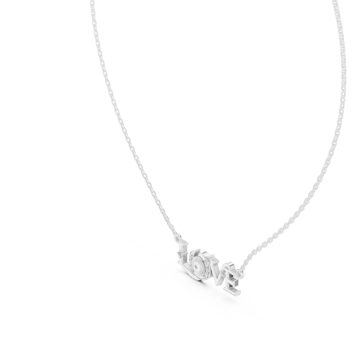 LOVE Alphabet Typography Pendant with Round Lab Grown Diamond - View 12