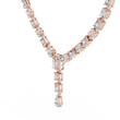 Mixed Cut Diamond Y Necklace with Pear Drop Moissanite Pendant - View 5