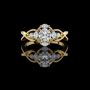 Round Moissanite Diamond Infinity Twisted Band Ring With Marquise Diamond