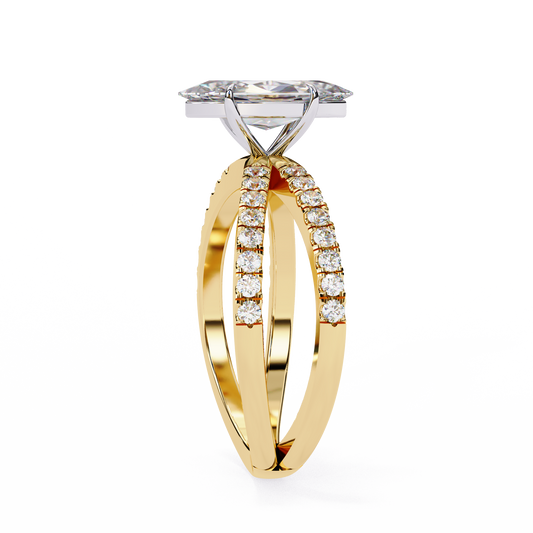 Split Shank Pave Marquise Cut Lab Diamond Engagement Ring - View 2