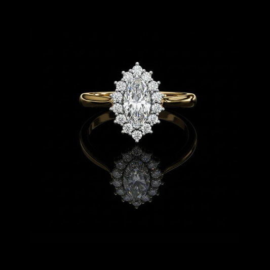 Marquise Cut Halo Lab Diamond Ring
