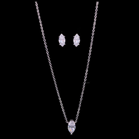 Marquise Cut Moissanite Diamond Pendant Necklace with Stud Earrings Set
