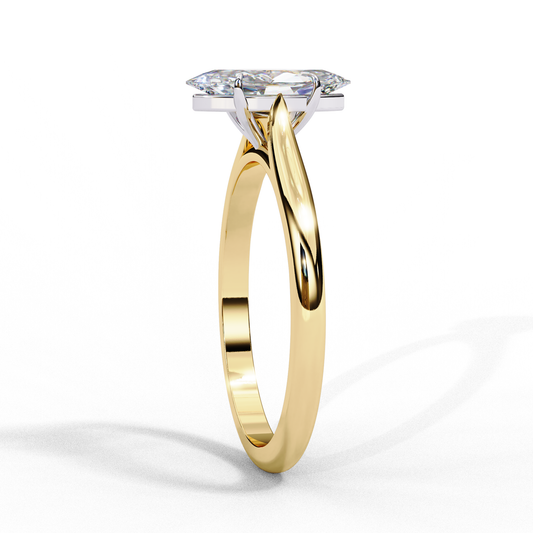 Marquise Cut Lab Diamond Solitaire Engagement Ring With Four Prong - View 2