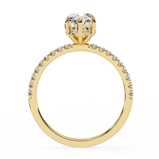 Marquise Cut Lab Diamond With Hidden Halo Pave Anniversary Ring - View 2