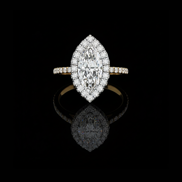 Halo Marquise Lab Diamond Pave Daily Wear Ring For Women