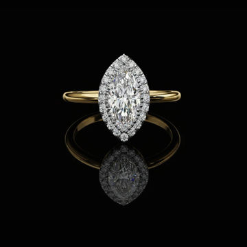 Marquise Cut Diamond Halo Solitaire Lab Diamond Ring